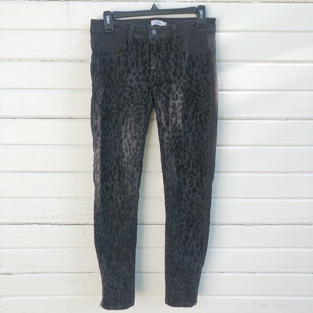 Tobi leopard Black Denim Jeans Size 27 Skinny